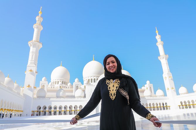 From Dubai To Abu Dhabi: Royal Palace, Grand Mosque &Etihad Tower - Your route: Mosque, Louvre photo stop, Corniche photos, Marina Mall, Palace, Etihad Tower