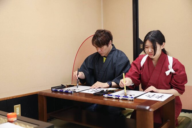 Learning Zen of Japanese Calligraphy in kimono near Osaka Castle - The Step-by-Step Flow: From Practice to Final Draft
