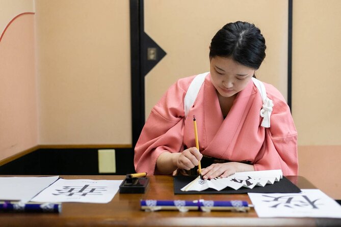 Learning Zen of Japanese Calligraphy in kimono near Osaka Castle - Value Check: $43.59 for One Hour of Culture You Can Take Home