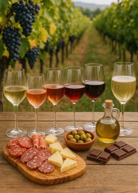 Premium Tour: Winery 7 Tastings + Guadalest Castle | Small group - The pairing platter: EVOO and Spanish staples that match the wines